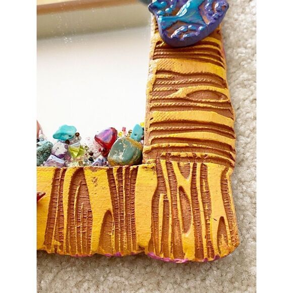 Tucson Santa Fe Accent Mirror Yellow Pueblo Sun Artisan Handmade Wall Boho - Picture 3 of 11